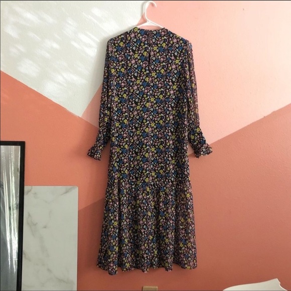 Topshop Floral Pintuck Chuck On Midi Dress sz 2 - Picture 6 of 15